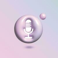 microphone icône avec dans cercle brillant pastel Couleur dans 3d style réaliste vecteur art