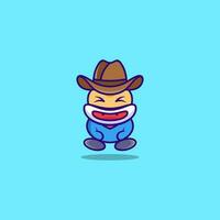 mignonne garçon avec cow-boy chapeau personnage logo conception vecteur art