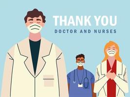 merci, courageux personnel travaillant dans les hôpitaux et luttant contre l'épidémie de coronavirus vecteur