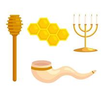 définir des icônes de la célébration de rosh hashanah, nouvel an juif vecteur