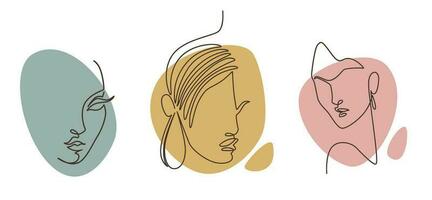 minimaliste femmes visages, dessin et portraits vecteur