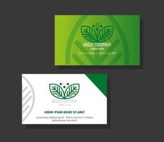 maquette de marque d'identité d'entreprise, maquette verte de cartes de visite, signe d'entreprise verte vecteur