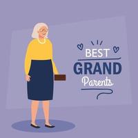 bonne fête des grands-parents, avec une jolie grand-mère et décoration de lettrage des meilleurs grands-parents vecteur