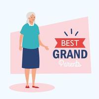 bonne fête des grands-parents, avec une jolie grand-mère et décoration de lettrage des meilleurs grands-parents vecteur