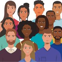 Groupe multiethnique de personnes ensemble, concept de diversité et de multiculturalisme vecteur