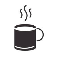 icône de style de silhouette d'ustensile de cuisine de tasse de café chaud de chef vecteur