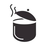 Pot de chef avec l'icône de style de silhouette de menu de soupe chaude de cuisine vecteur