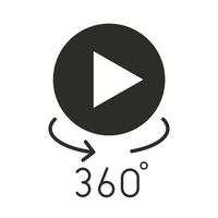 service de streaming de réalité augmentée et style de silhouette cinéma à 360 degrés vecteur