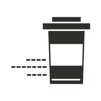 icône de silhouette de tasse de café à emporter de nourriture de livraison rapide vecteur