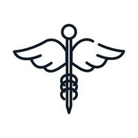 icône de ligne emblème caducée médical santé vecteur