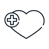 icône de ligne de croix coeur médical santé vecteur