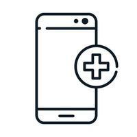 icône de ligne de service en ligne pour smartphone médical de santé vecteur