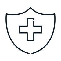 icône de ligne de protection croisée de bouclier médical de santé vecteur