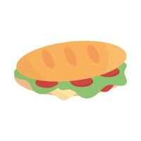 menu sandwich de restauration rapide en icône plate de dessin animé vecteur