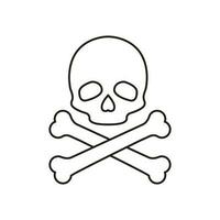 icône de vecteur de crâne et d'os. signe d'illustration de danger. symbole ou logo de poison.