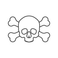 icône de vecteur de crâne et d'os. signe d'illustration de danger. symbole ou logo de poison.