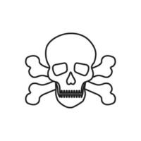 icône de vecteur de crâne et d'os. signe d'illustration de danger. symbole ou logo de poison.