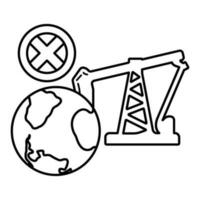 Arrêtez utilisation baril pétrole industrie, monde pétrole la pollution par pétrole concept icône, vert éco Terre Facile plat vecteur illustration, isolé sur blanche.