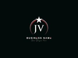 monogramme cercle jv étoile logo conception, luxe jv Royal logo icône vecteur
