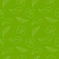 végétalien modèle des légumes Roquette salade chou, sans couture main tiré griffonnage modèle. pour emballage, arrière-plans, cartes postales, affiches, bannières, textile impressions, couverture, conception. vecteur