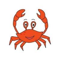 mignonne dessin animé Crabe isolé sur blanc Contexte. les enfants vecteur illustration dans griffonnage style