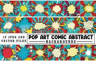 abstrait pop art Contexte ensemble, abstrait des bandes dessinées Contexte empaqueter, abstrait arrière-plans, coloré Contexte vecteur