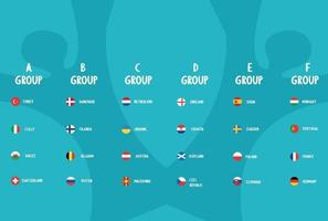 football européen 2020.finale européenne de football.équipes de groupes vecteur