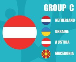 équipes de football européen 2020.groupe c drapeau autriche.finale européenne de football vecteur
