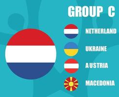 équipes de football européen 2020.groupe c drapeau des pays-bas.finale européenne de football vecteur