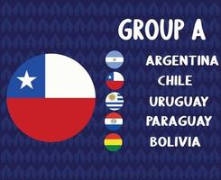 Amérique latine football 2020 teams.group a chili flag.america latine football final vecteur