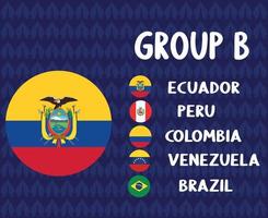 amérique latine football 2020 équipes.groupe b drapeau de l'équateur.amérique latine football final vecteur