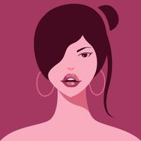 portrait d'une belle femme en demi-tour. dame avec une coiffure en chignon. avatar pour les réseaux sociaux. mode et beauté. illustration vectorielle dans un style plat vecteur