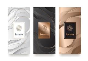 ensemble de vecteurs de modèles d'emballage avec une texture différente pour les produits de luxe. création de logo avec un style linéaire tendance. vecteur