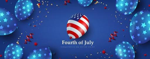 modèle de bannière de la fête de l'indépendance usa ballons américains decor.4 juillet modèle d'affiche de célébration.quart de juillet illustration vectorielle. vecteur