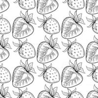 modèle sans couture de baies de fraise. illustration vectorielle dessinés à la main fruits sains biologiques frais. fond de fraise sucrée. vecteur