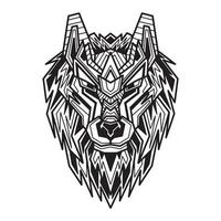 loup cyborg lineart vecteur