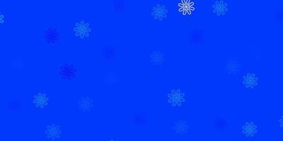 texture de griffonnage de vecteur bleu clair avec des fleurs