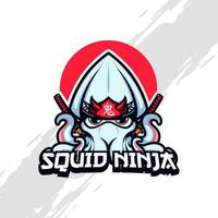 calamar ninja mignonne dessin animé mascotte vecteur