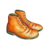 main tiré ancien Orange bottes, aquarelle vecteur