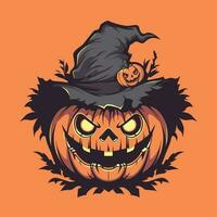 citrouille Halloween mascotte logo pour esport. Halloween T-shirt conception. Halloween logo. Halloween autocollant vecteur