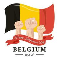 vecteur graphique de Belgique indépendance journée ouvrages d'art pour salutation carte avec serré poing et ruban