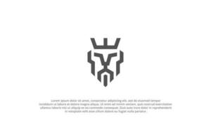 logo rigide Lion minimal abstrait Roi couronne vecteur