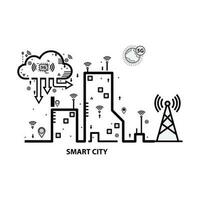 5g connectivité pour Urbain iot signal réseau diffusion contour concept. génération l'Internet vecteur illustration dans noir et blanc couleurs sur une blanc Contexte. moderne Les données Télécharger génératif ai.