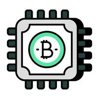 une unique conception icône de bitcoin processeur vecteur