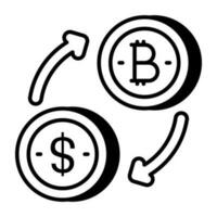 bitcoin à dollar, concept de devise échange vecteur