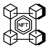 une prime Télécharger icône de nft blockchain vecteur