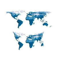 monde carte dans bleu. global continent 3d, Asie, Amérique, Australie, africain, L'Europe , mondial. vecteur