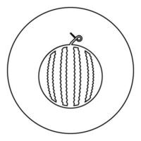 pastèque mûr baie fruit été nourriture dessert icône dans cercle rond noir Couleur vecteur illustration image contour contour ligne mince style