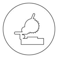 mitre vu banc acier Couper de machine charpenterie atelier concept icône dans cercle rond noir Couleur vecteur illustration image contour contour ligne mince style
