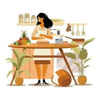 travail femmes dans une cuisine illustration vecteur